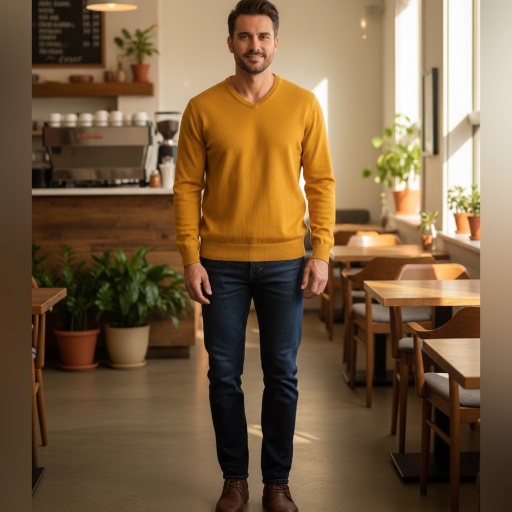St. John's Bay Mustard Yellow Men's Sweater#cotton#cashemere
5